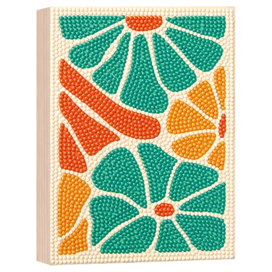 Michaels, 5" x 7" Abstract Flowers Wood Plank Diamond Art Kit by Make Market® – Category: Diamond Painting Kits